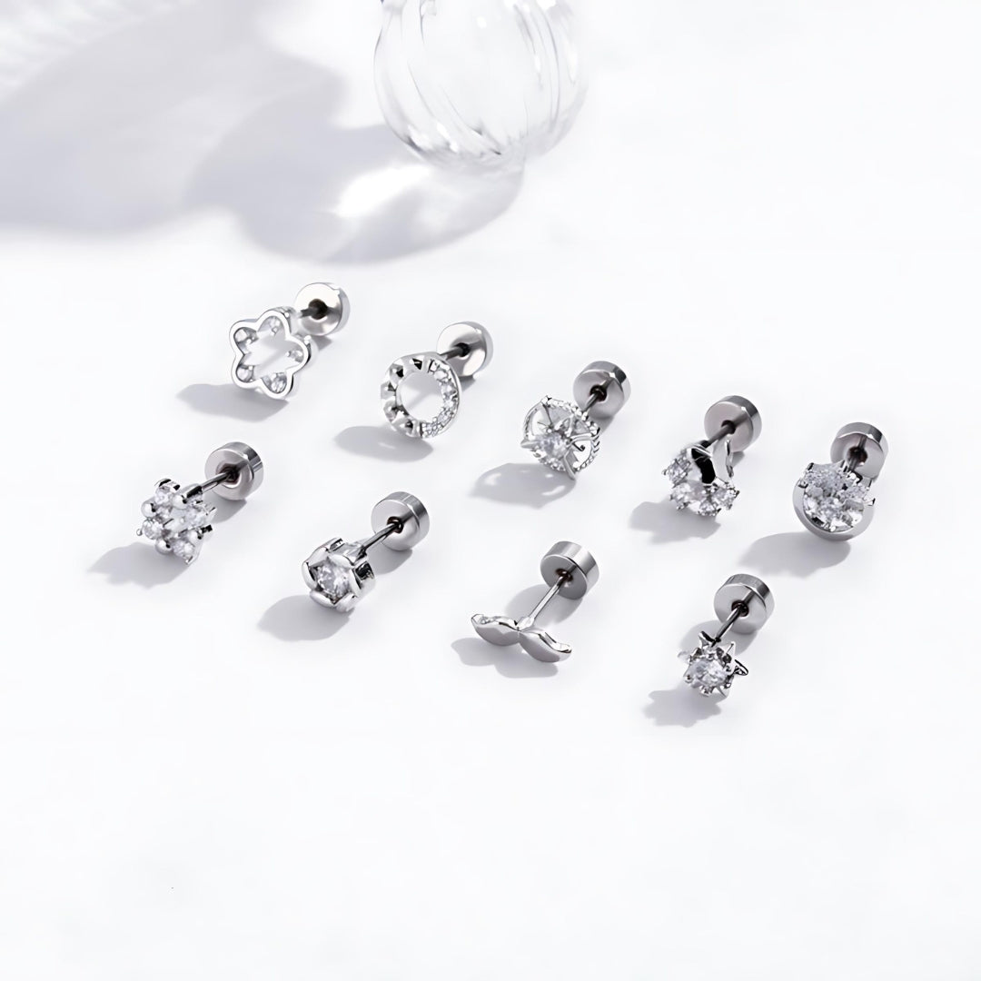Silver Helix Earring Flat Back Studs