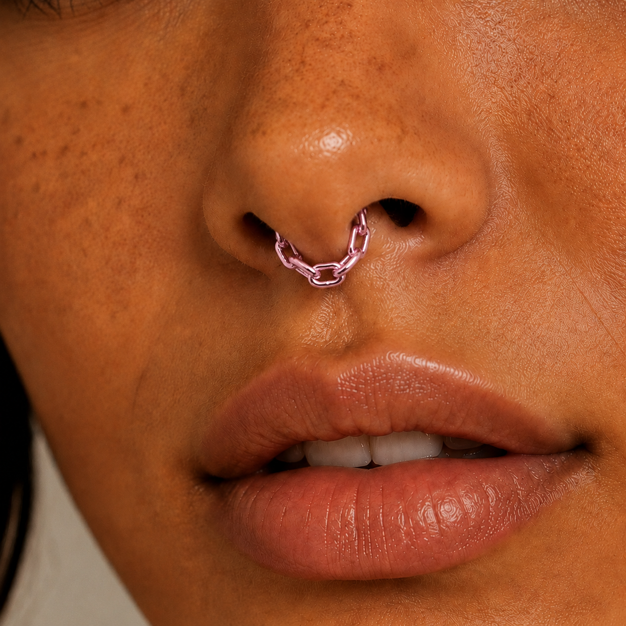 Rebel Pink Heart Horseshoe Circular Nose Ring