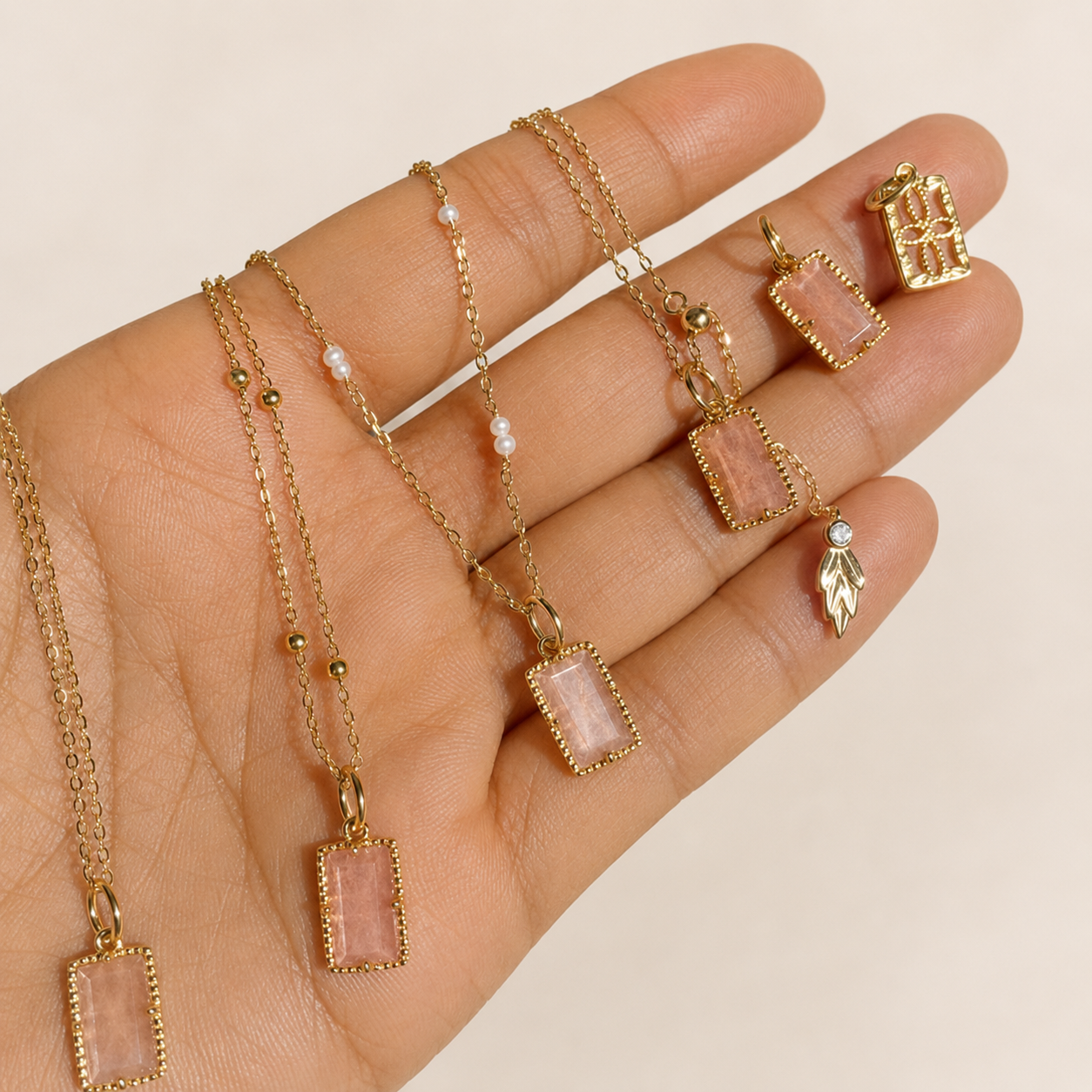 Vintage Orange Moonstone Pendant Necklace