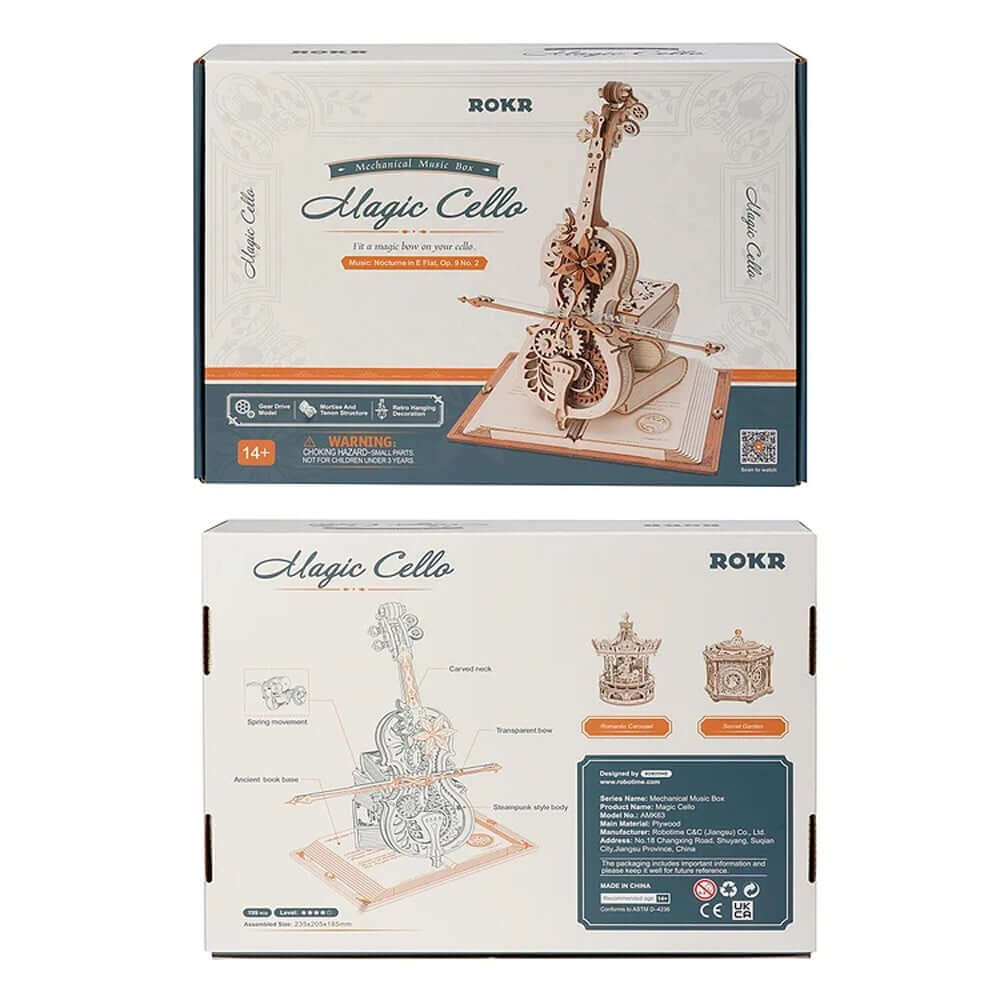 Magic Cello Mechanical Music Box, Creative 3D Wooden Puzzle