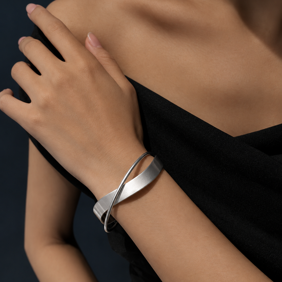Simple Matte Finish Mobius Bangle Cuff Bracelet
