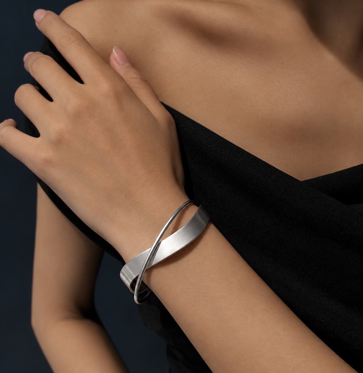 Simple Matte Finish Mobius Bangle Cuff Bracelet