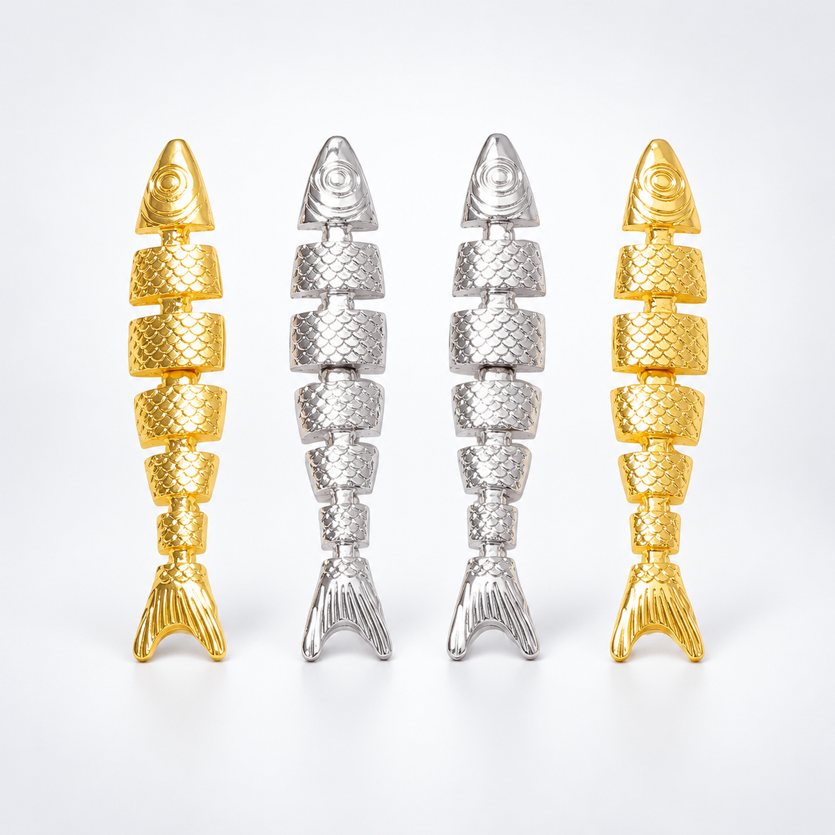 Golden Tide Fishbone Statement Drop Earrings