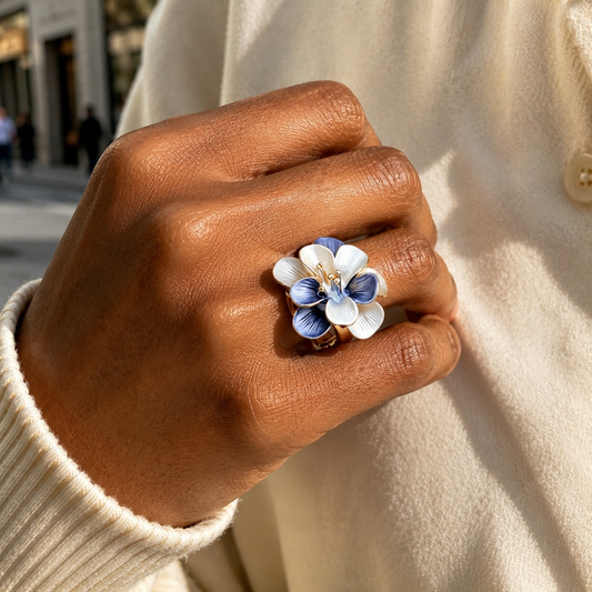 Secret Garden Enamel Flower Adjustable Ring