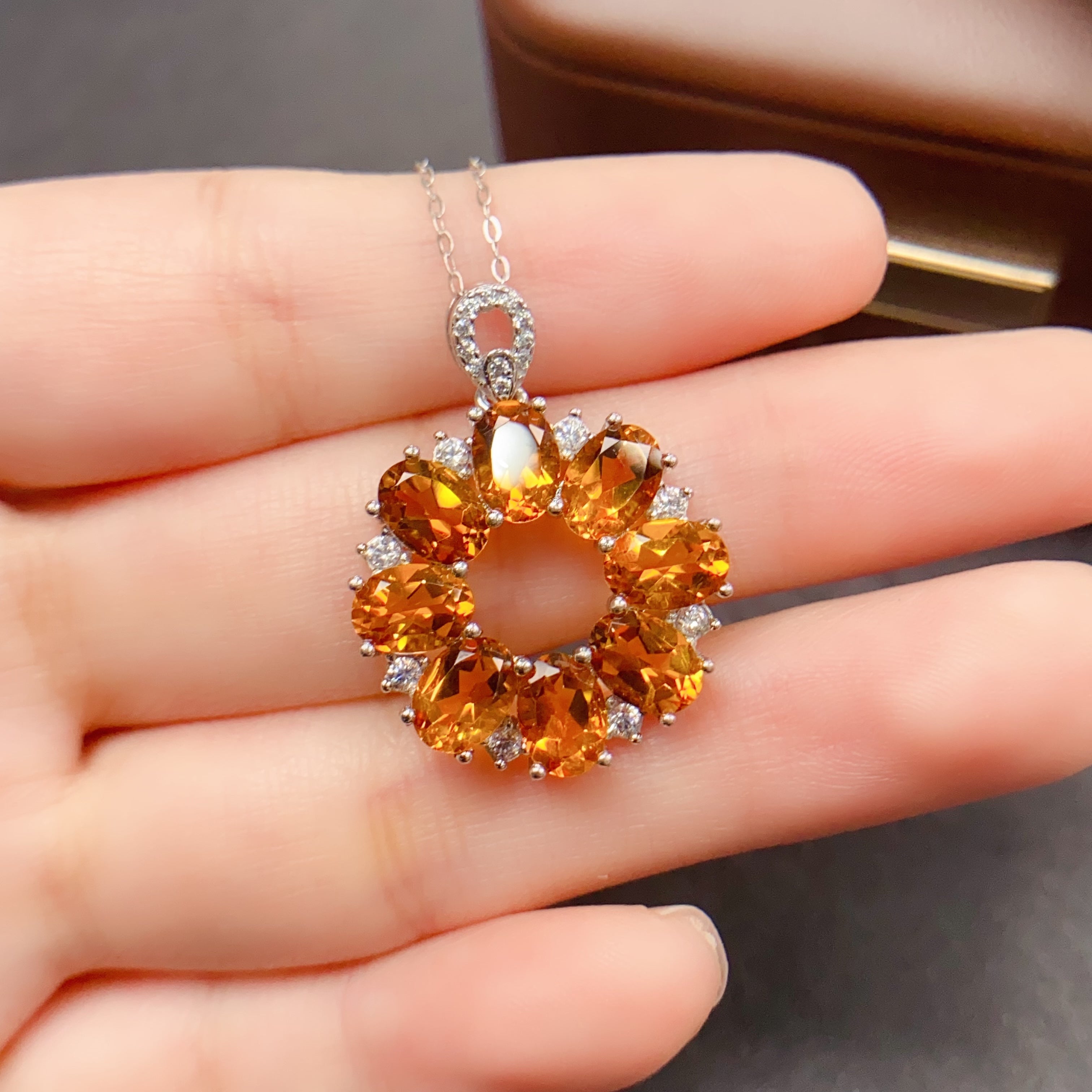 Dainty Wreath Citrine Pendant