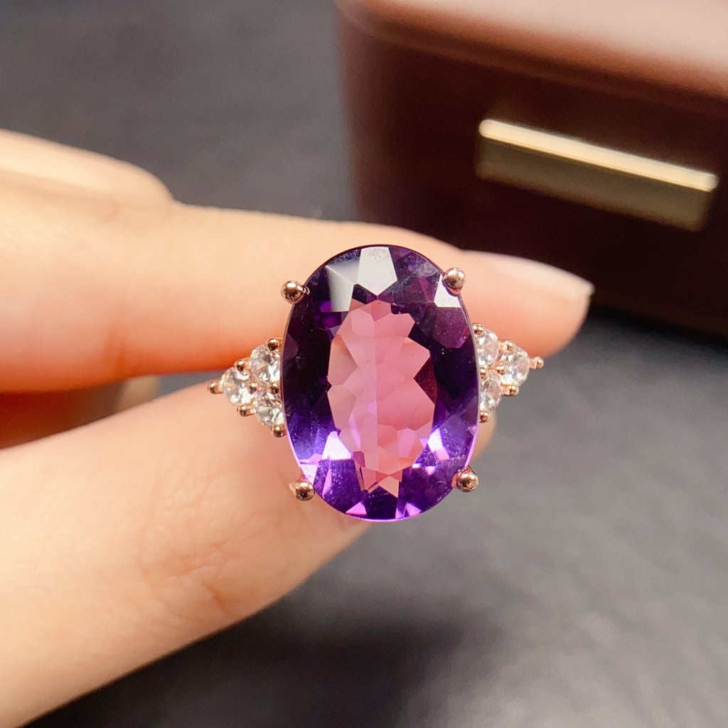 Chunky 6 Stones Amethyst Ring