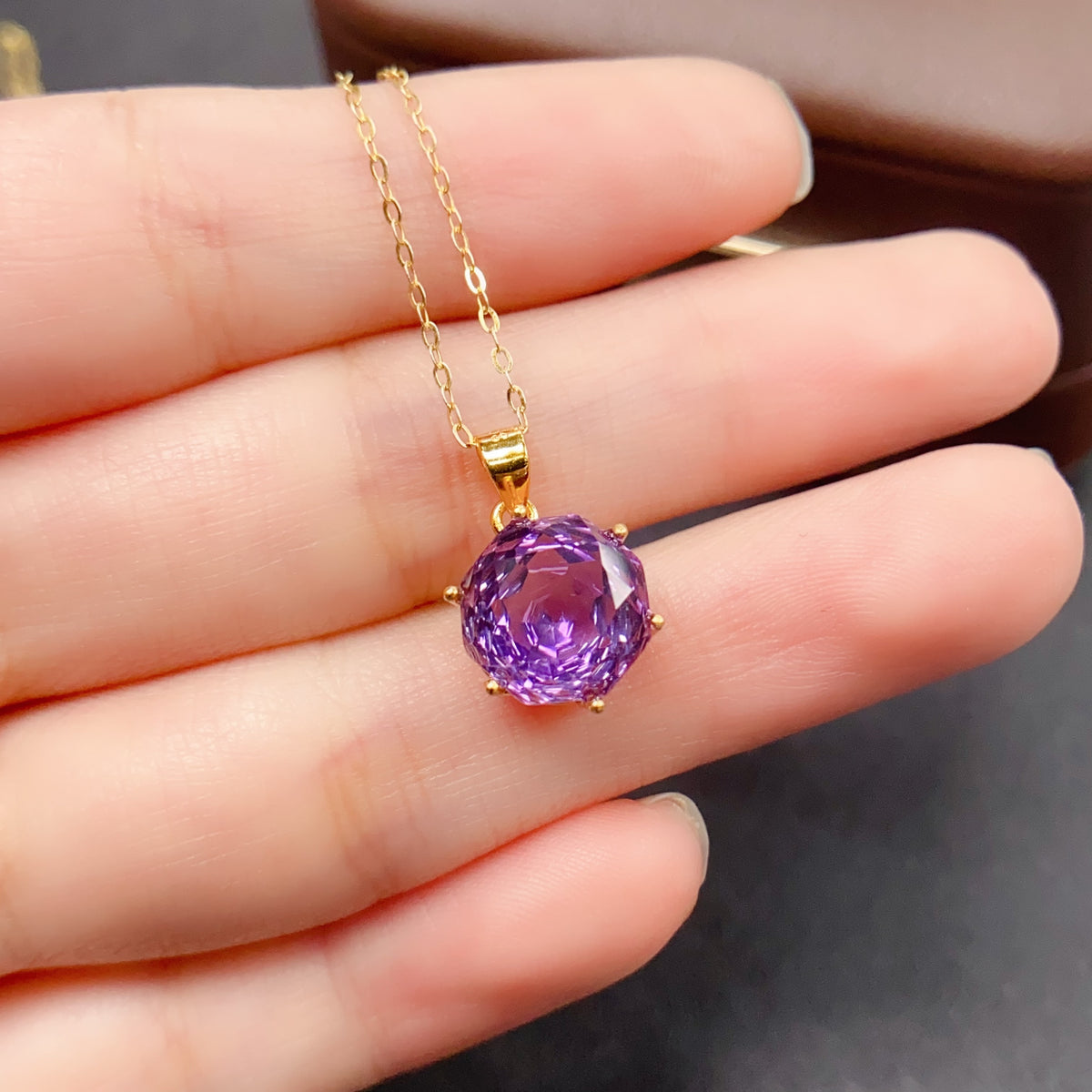 Hexagon Amethyst Gemstone Pendant