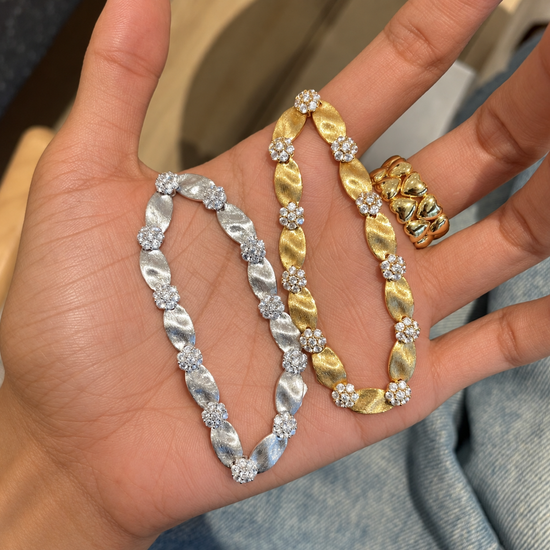 Luxury Dual Tone Brushed Ribbon Link Bracelet
