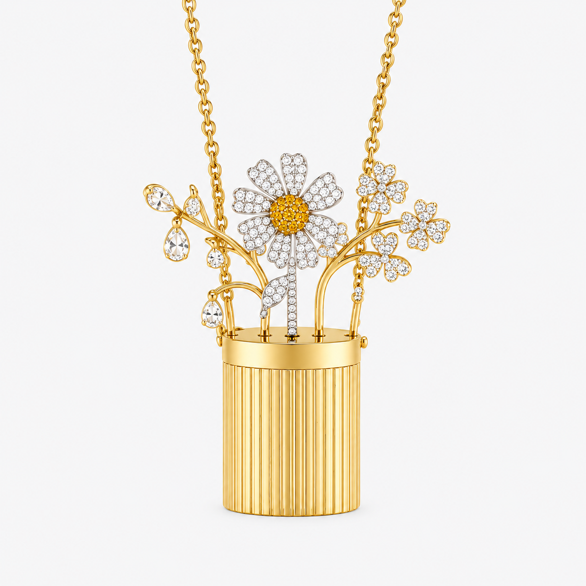 Secret Garden Flower Basket Necklace