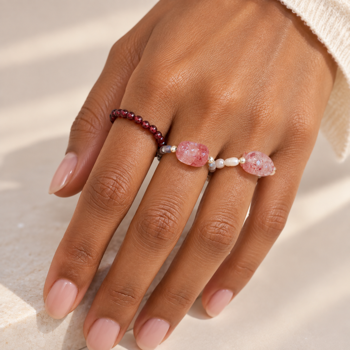 Lucky Guardian Tourmaline Beaded Ring
