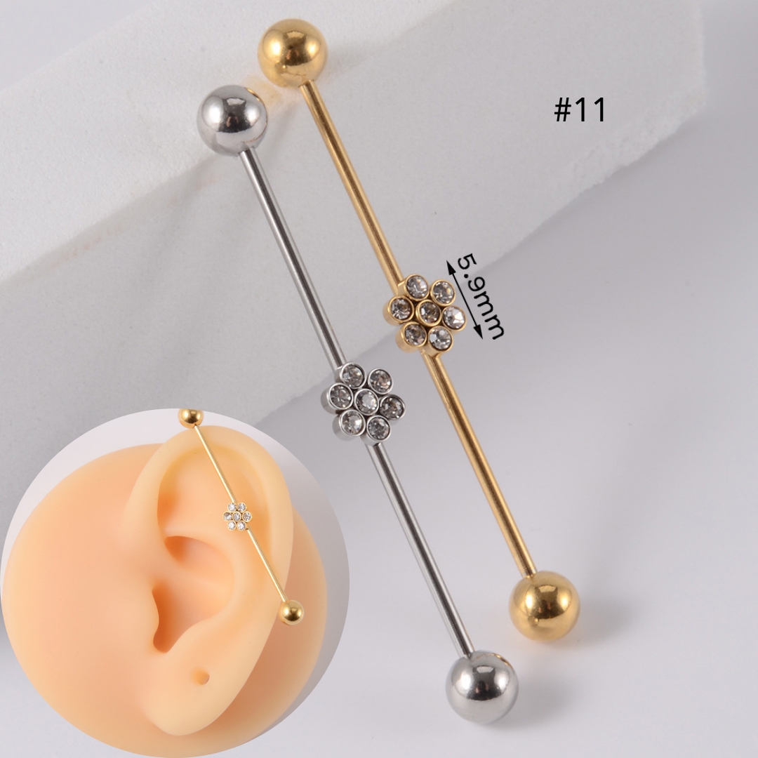 16G Gold & Silver Geometry Double Industrial Barbell Bar | DL2311