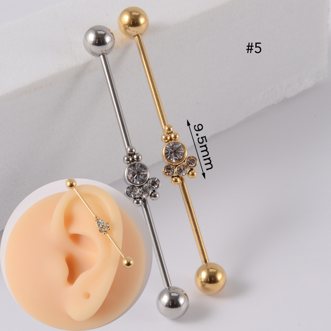 16G Gold & Silver Geometry Double Industrial Barbell Bar | DL2311