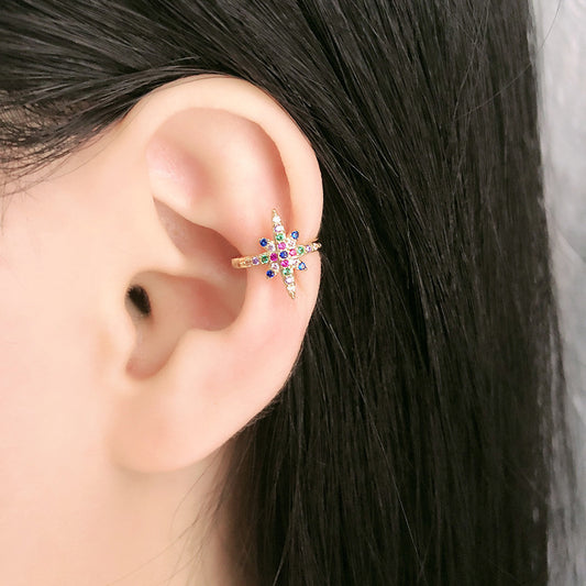 18K Gold Starfish Boho Ear Climber Ear Cuff |HSPJ721