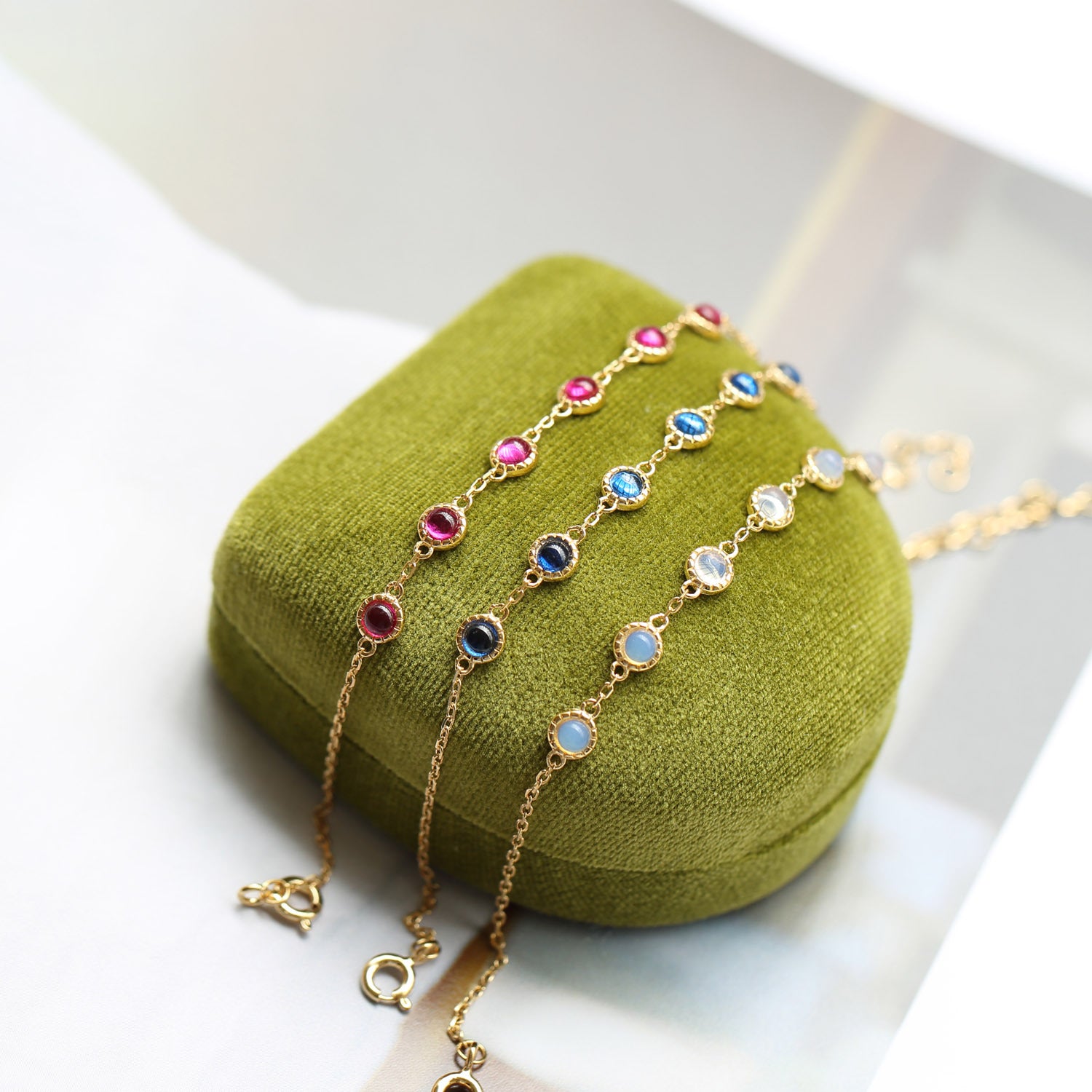 Opal Ruby & Sapphire Chain Bracelet