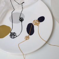 18K Gold Black Rose Choker Necklace