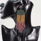 Bohemian Color Seed Beads Tassel Fringe Earrings