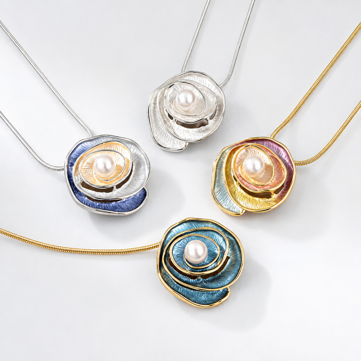 Enchanted Rose Pearl Pendant Necklace