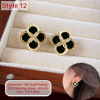 18K Gold Plated 4 Leaf Clover Stud Earrings