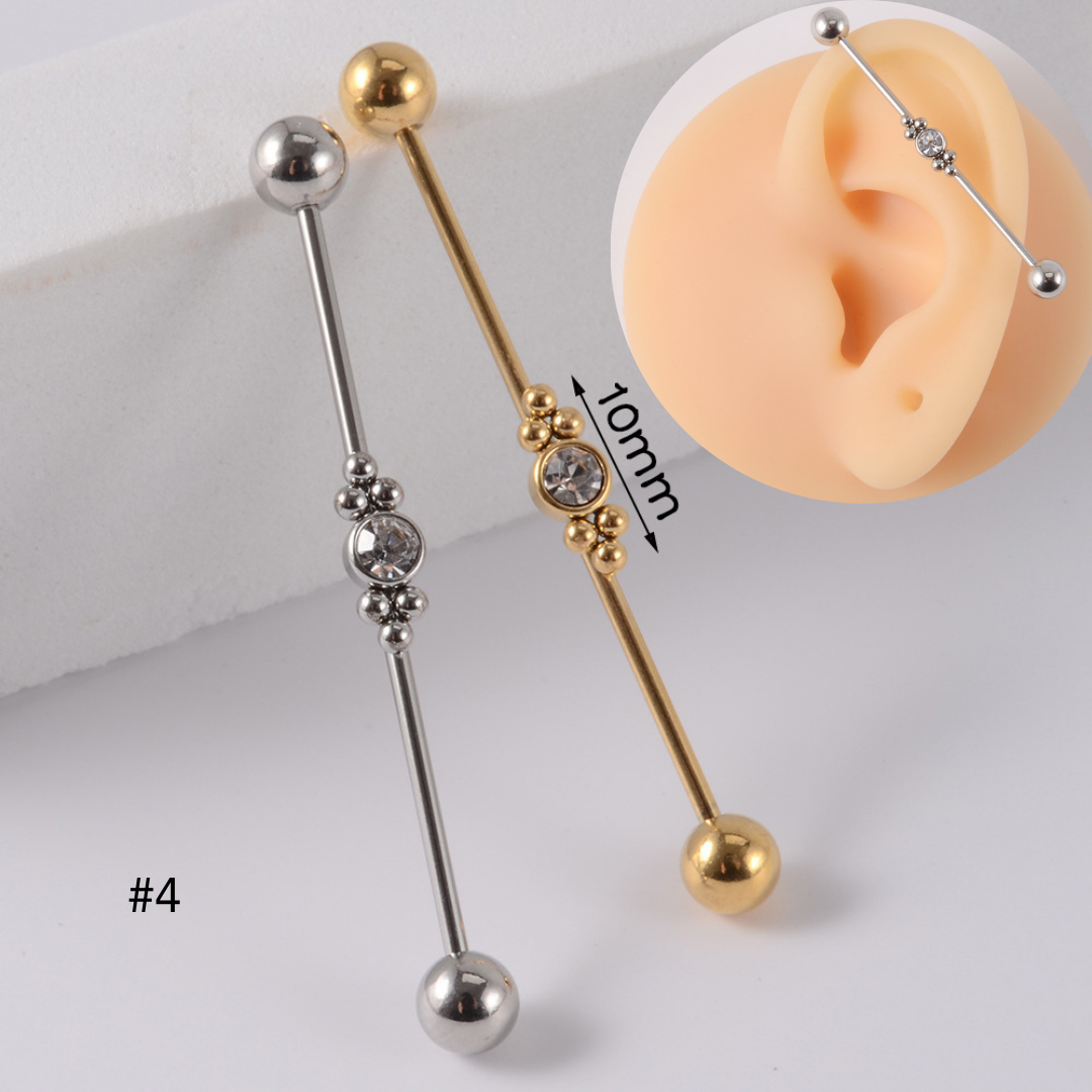 16G Gold & Silver Geometry Double Industrial Barbell Bar | DL2311