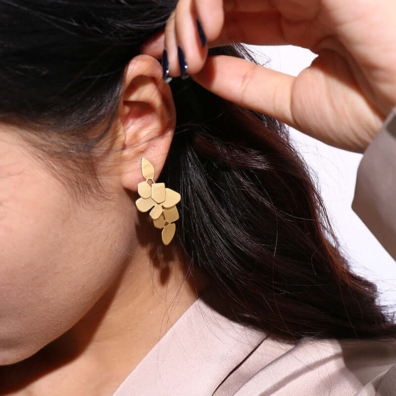 Large Cascading Leaf Drop Earrings