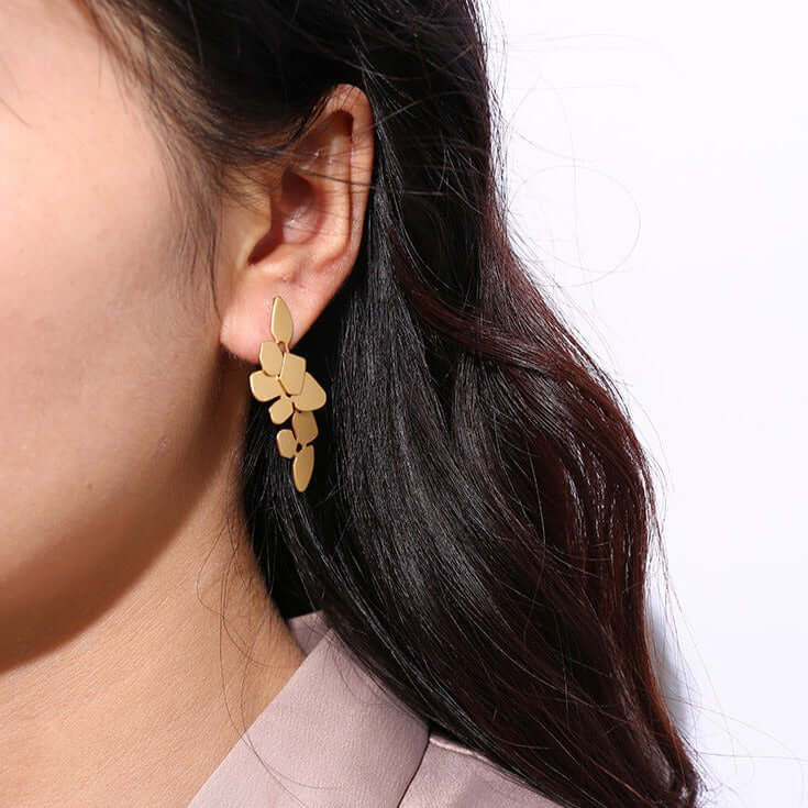 Large Cascading Leaf Drop Earrings