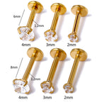 Push Pin Labret Back in 1.2mm 6mm and 8mm Bar post with different cubic zirconia size