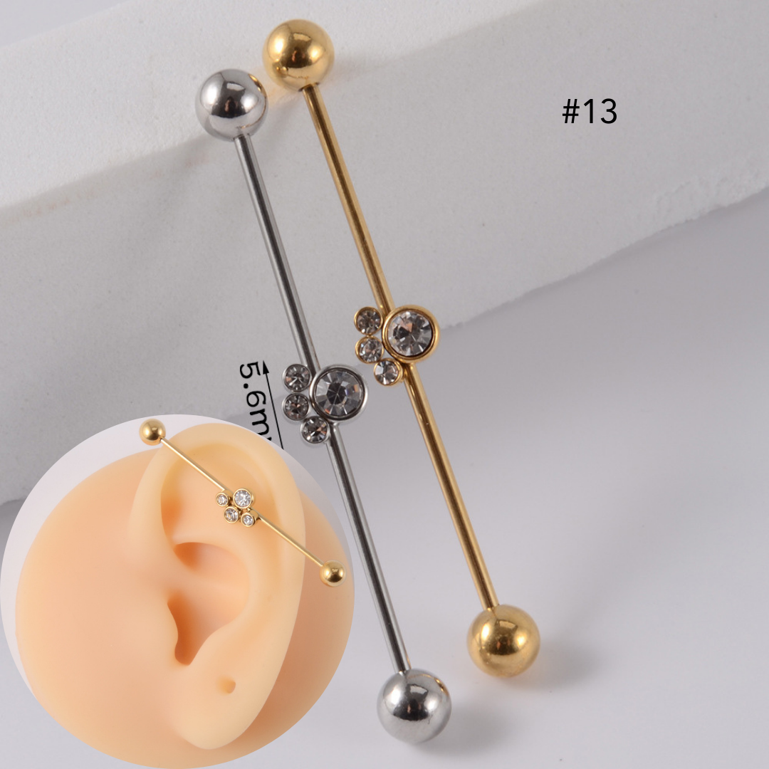 16G Gold & Silver Geometry Double Industrial Barbell Bar | DL2311