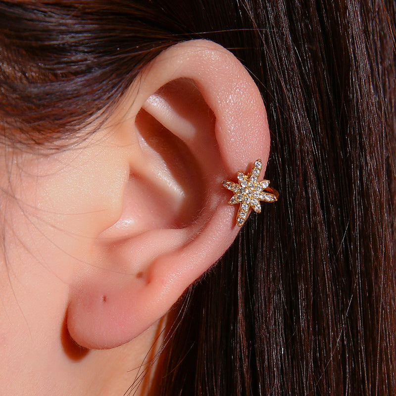 18K Gold Dainty Star No Piercing Conch Helix Ear Cuff Ear Clip 