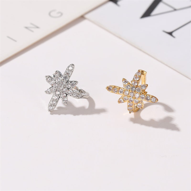 18K Gold Dainty Star No Piercing Conch Helix Ear Cuff Ear Clip 