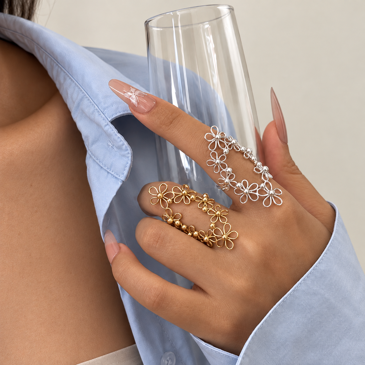 Daisy Bloom Openwork Floral Ring