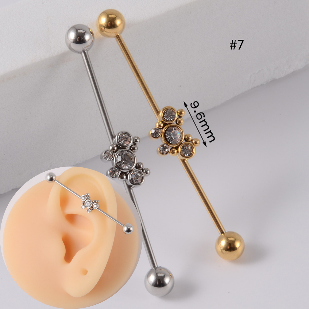 16G Gold & Silver Geometry Double Industrial Barbell Bar | DL2311
