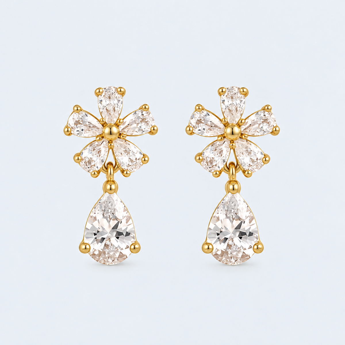 Crystal Flower Bling Dangle Earrings