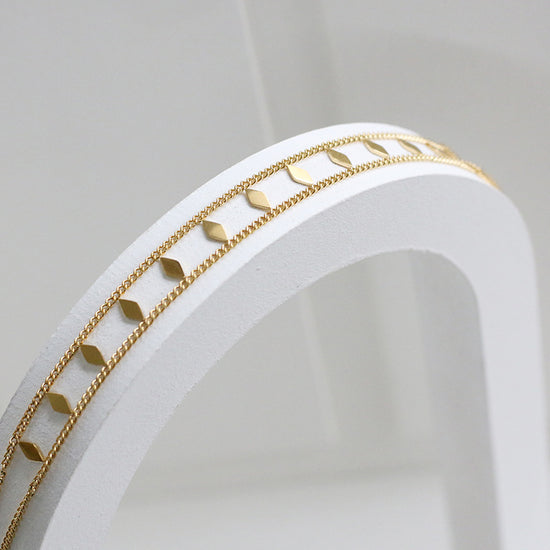 18K Gold Sequin Clavicle Layering Choker Necklace