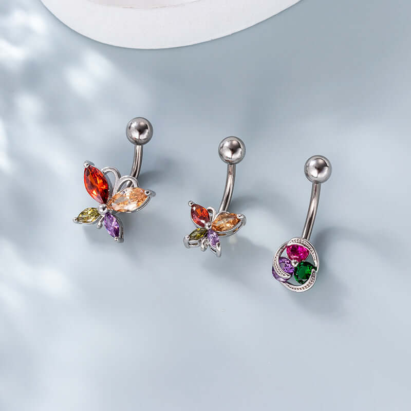 14G Hypoallergenic Color Butterfly Navel Belly Piercing