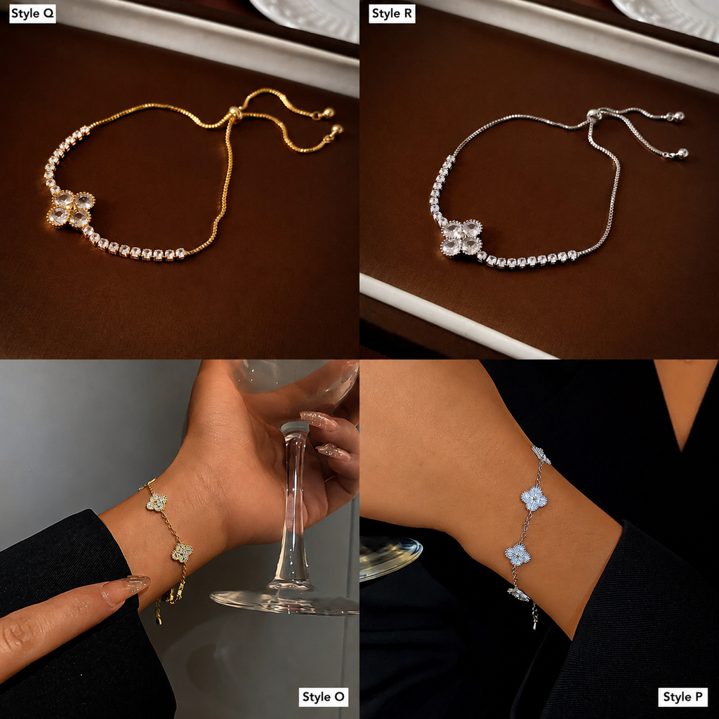 14K Gold Lucky Pink Clover Bracelet