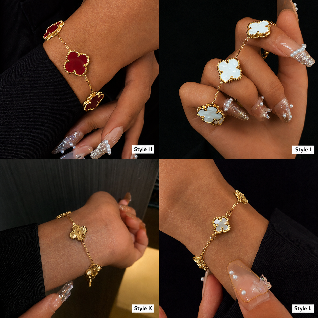 14K Gold Lucky Pink Clover Bracelet