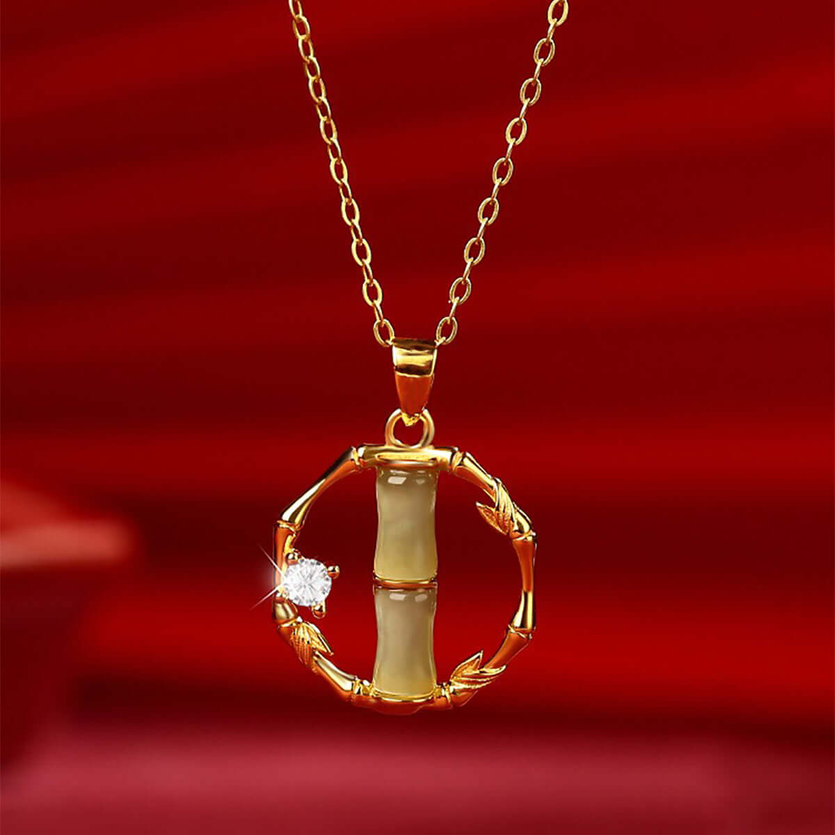 14K Gold Plated Bamboo Pendant Margarita Twist Necklace