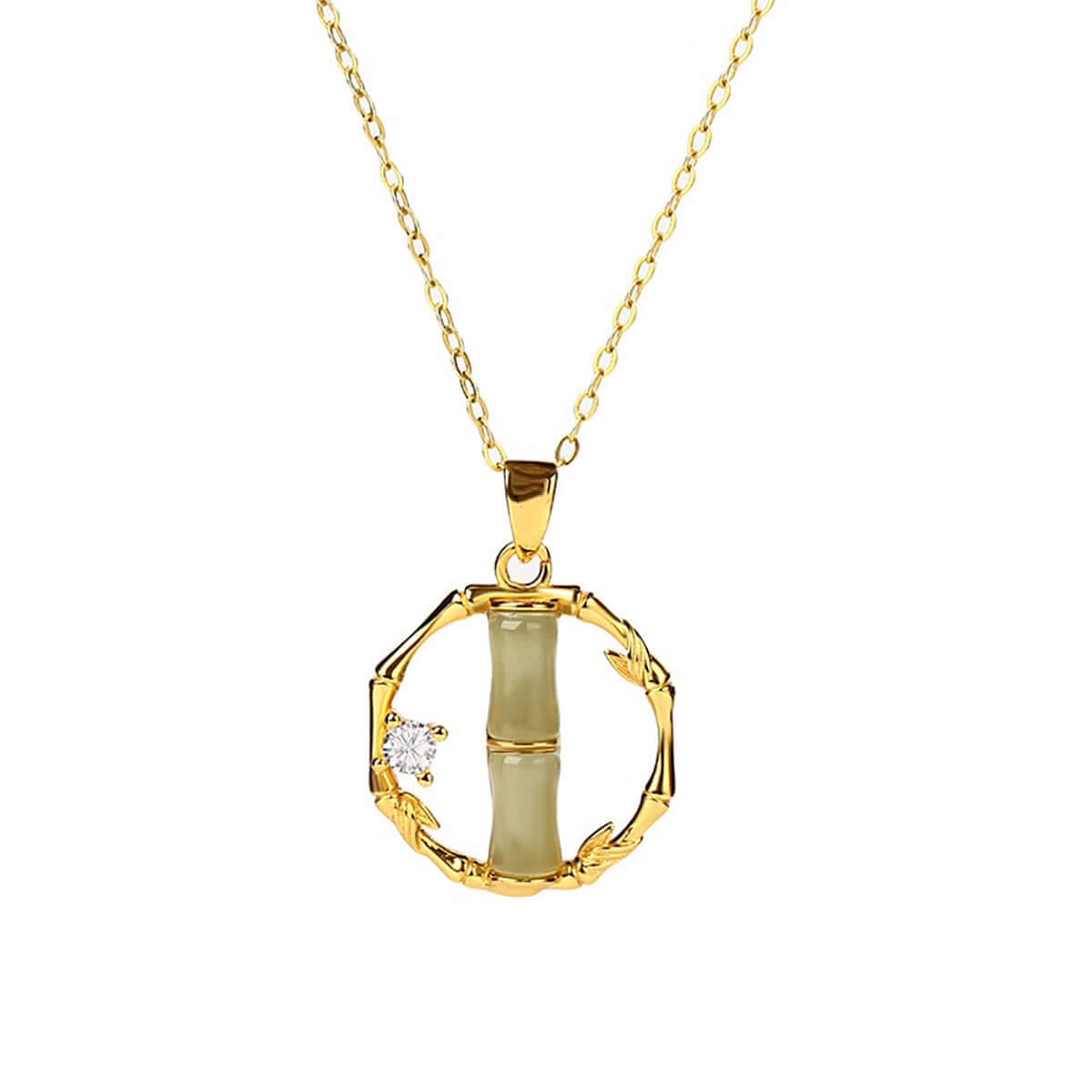 14K Gold Plated Bamboo Pendant Margarita Twist Necklace