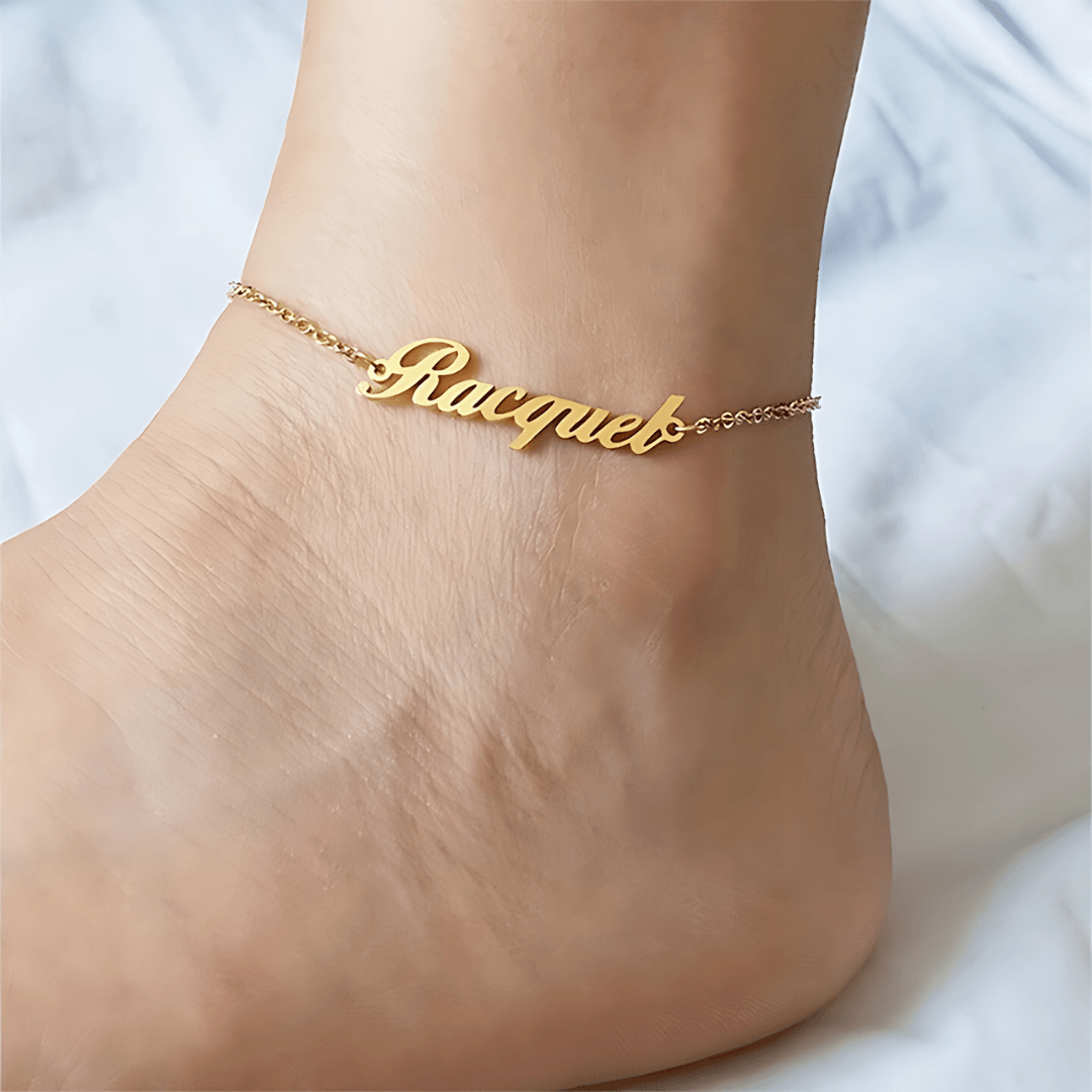 14K Gold Plated Custom Name Anklets Chain