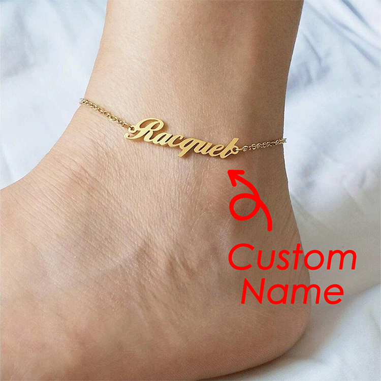 14K Gold Plated Custom Name Anklets Chain