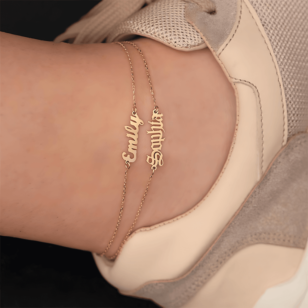 14K Gold Plated Custom Name Anklets Chain