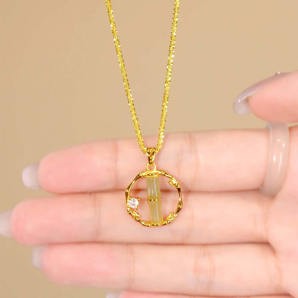 14K Gold Plated Bamboo Pendant Margarita Twist Necklace