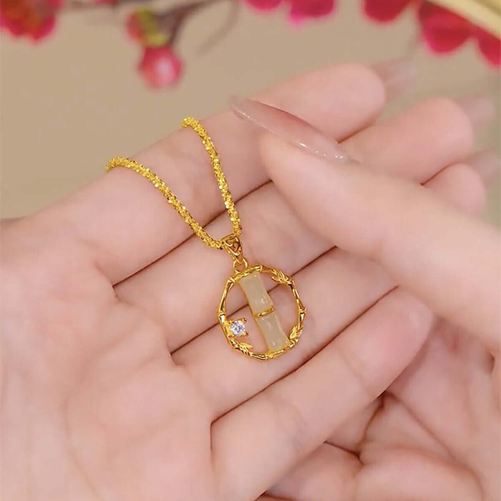 14K Gold Plated Bamboo Pendant Margarita Twist Necklace