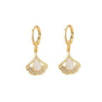 14K Gold Plated Ginkgo Leaf Huggie Earrings