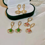 14K Gold Plated Ginkgo Leaf Huggie Earrings