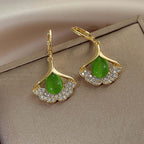 14K Gold Plated Ginkgo Leaf Huggie Earrings