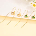 14K Gold Plated Ginkgo Leaf Threader Earrings