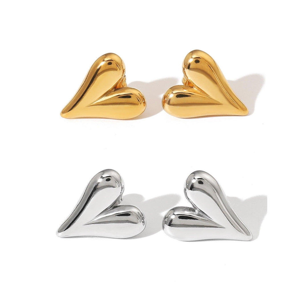 14K Gold Plated Mini Puffed Heart Stud Earrings