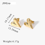14K Gold Plated Stainless Steel Earrings, Heart Stud Earrings