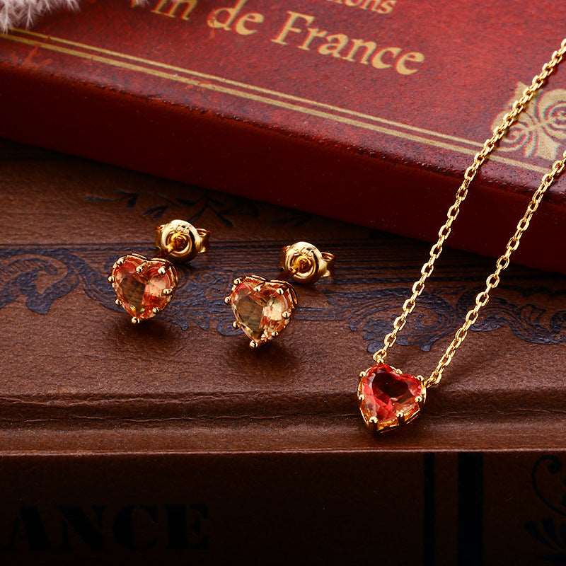 14K Gold Red Tourmaline Necklace